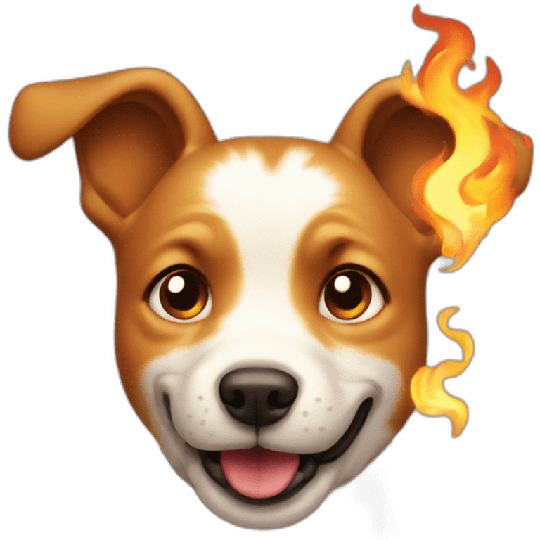 funny dog playing with fire emoji