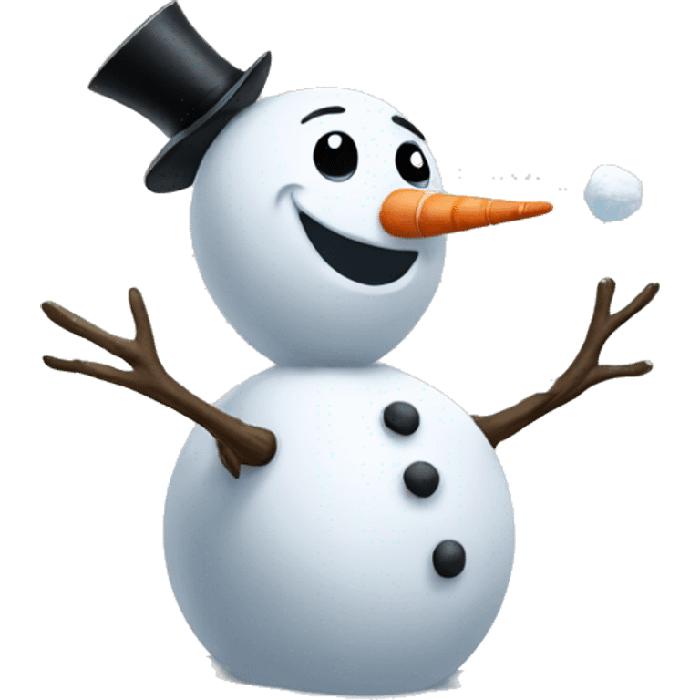 snowman throwing a snowball at olaf emoji