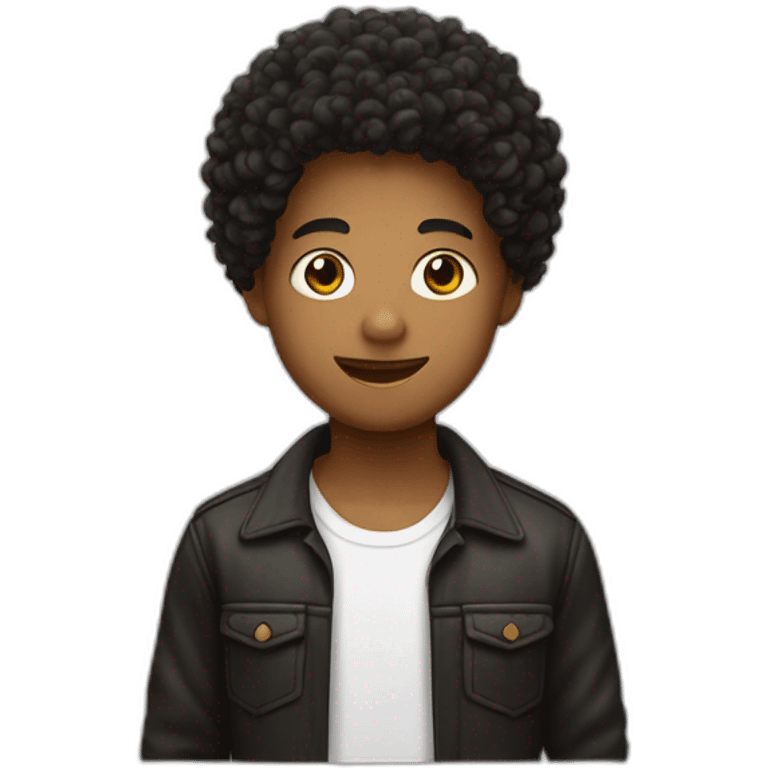 Garçon noir cheveux bouclés noir et marron clair emoji