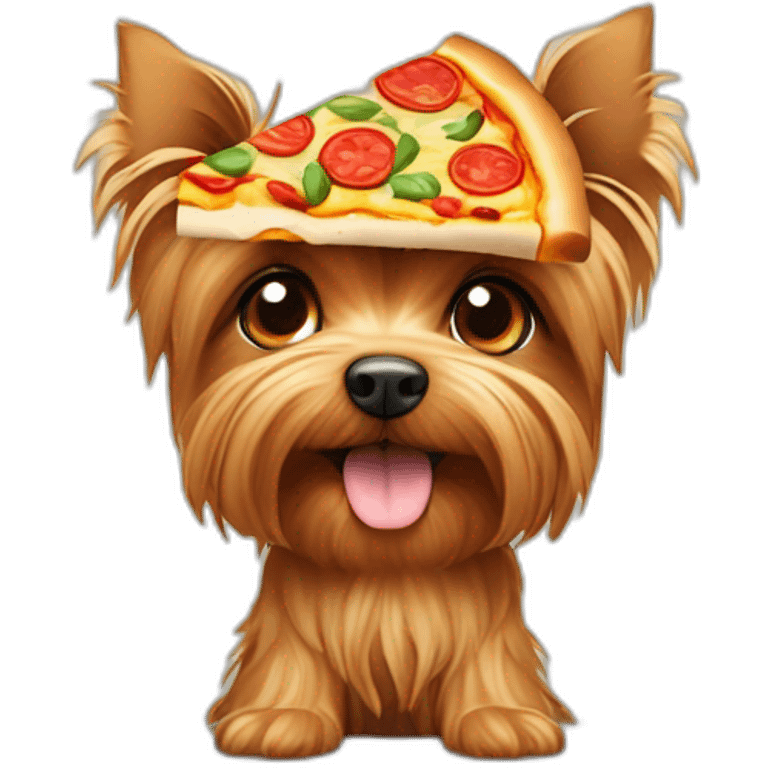 Yorkshire terrier amqui a des pizza dans les pattes emoji