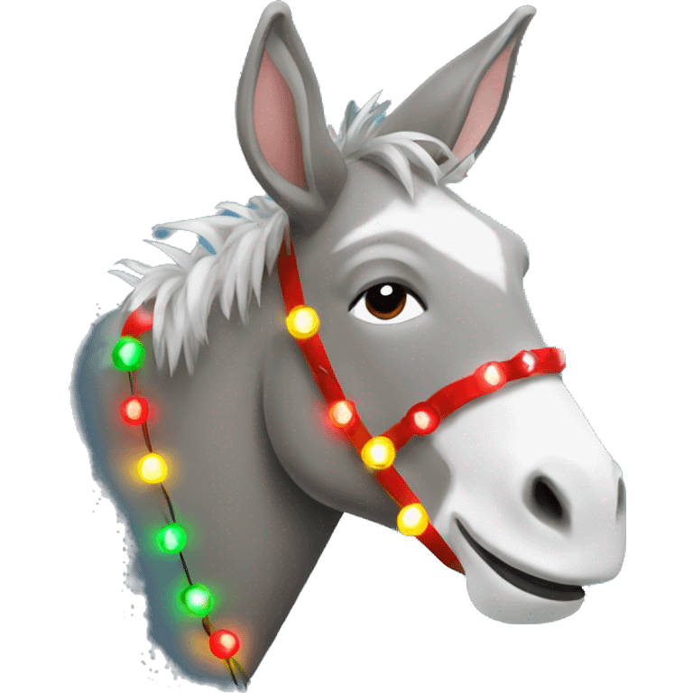 Donkey with Christmas lights emoji