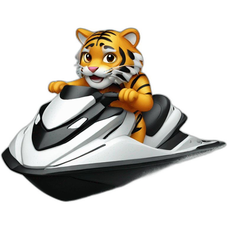 Tiger on a jetski emoji