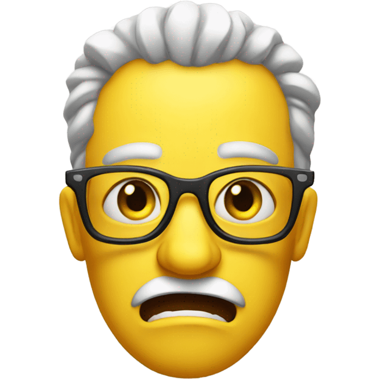 a yellow emoji with big glasses the emoji very angry emoji