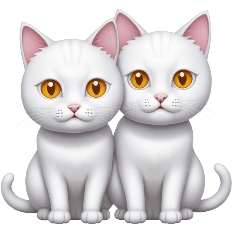 Two heads on one cat the cat is a white cat ￼ emoji