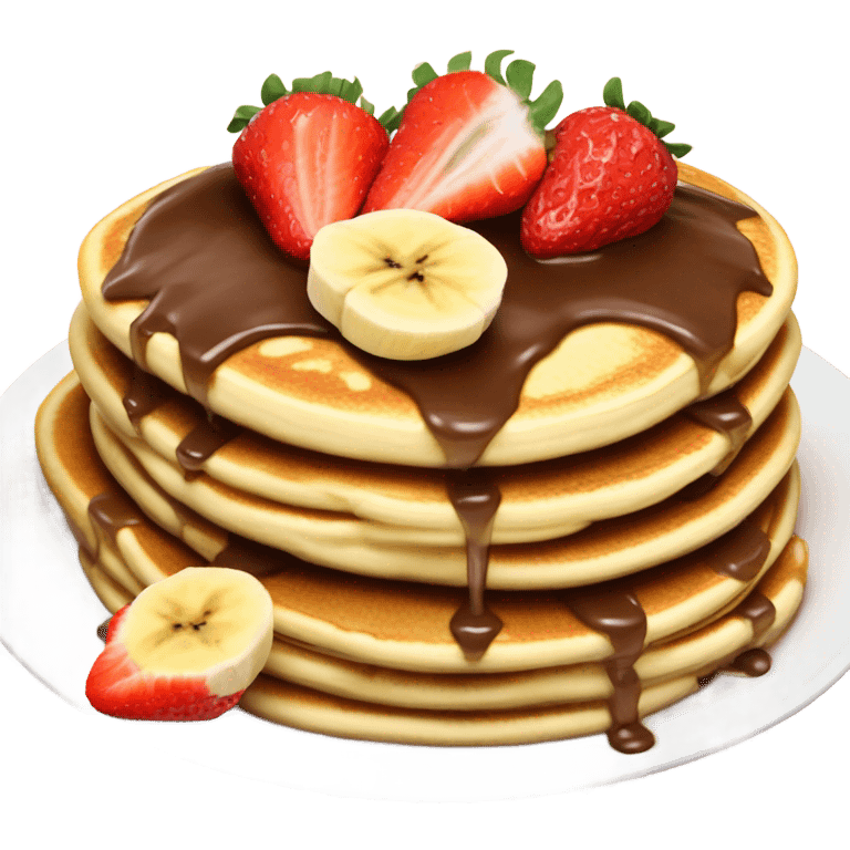 Pancake with Nutella and banana and strawberries  emoji