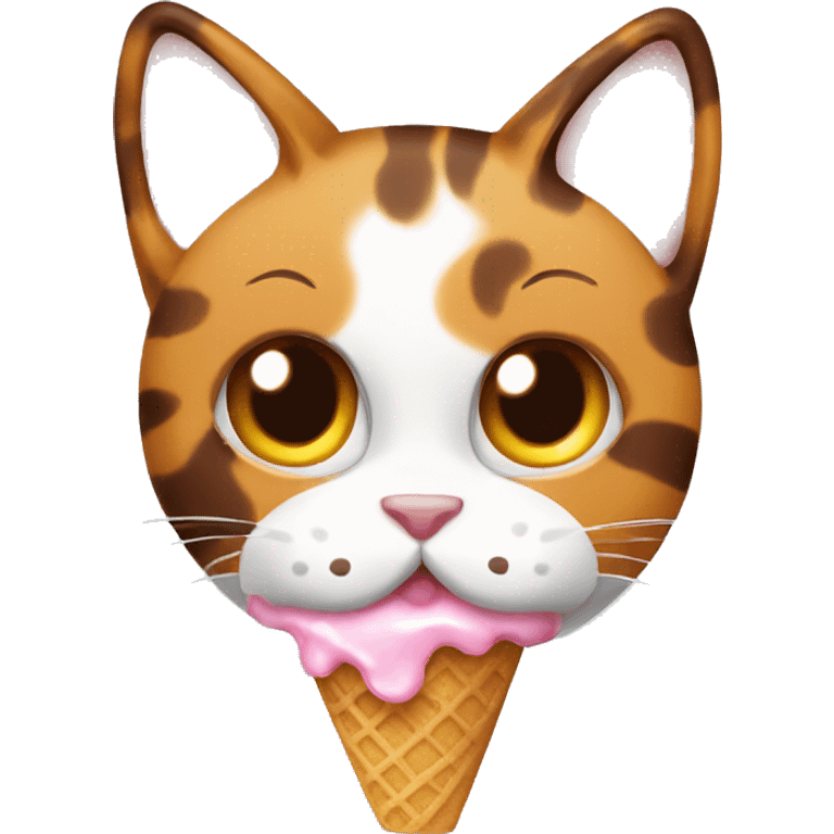 calico cat with icecream  emoji