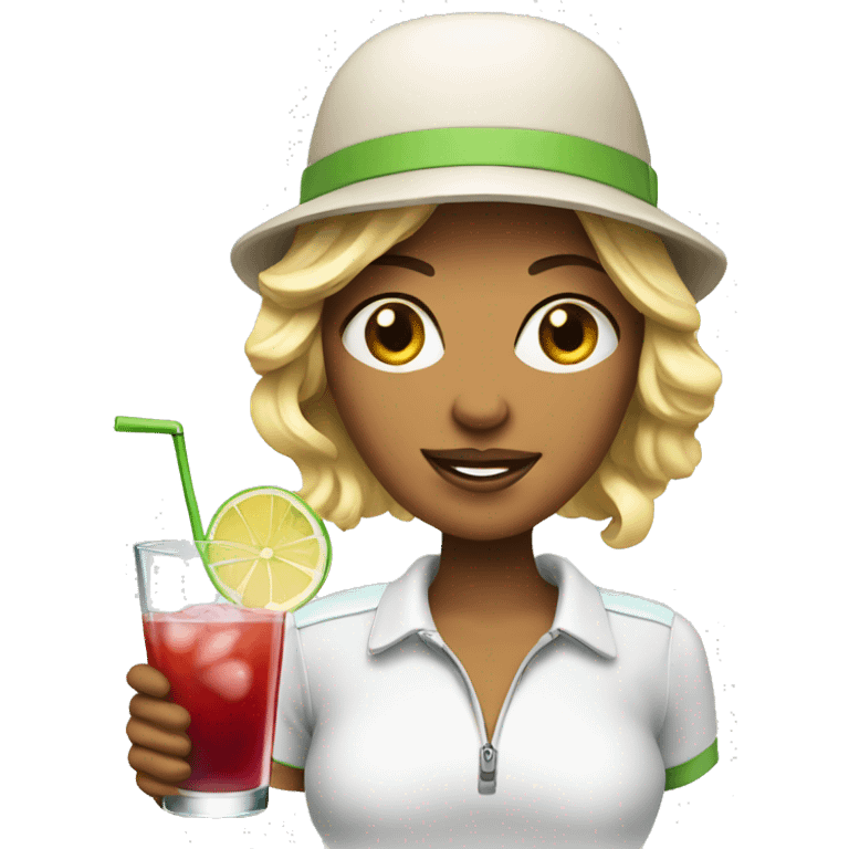 Female golfer with cocktail emoji