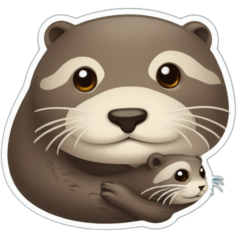 cute mom otter with her baby emoji