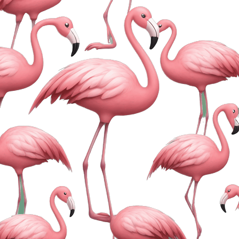 flamingo flamingo standing with detailed feathers and happy face emoji