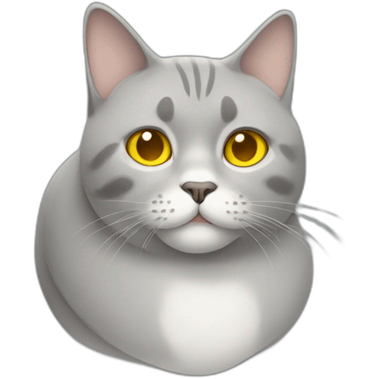 Fat cat grey with yellow eyes emoji