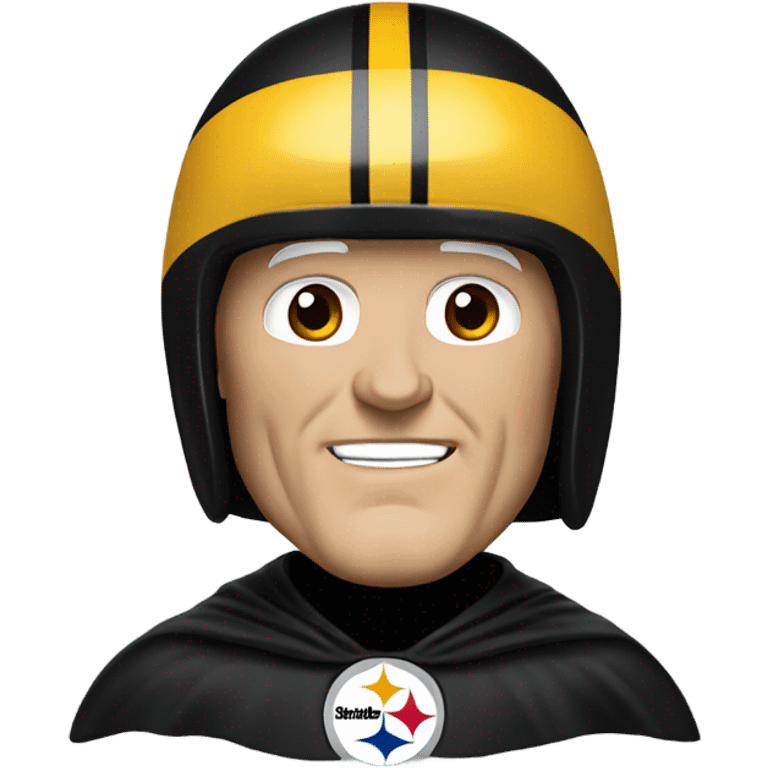 Terry Bradshaw Pittsburgh Steelers player in helmet and uniform with black cape. emoji