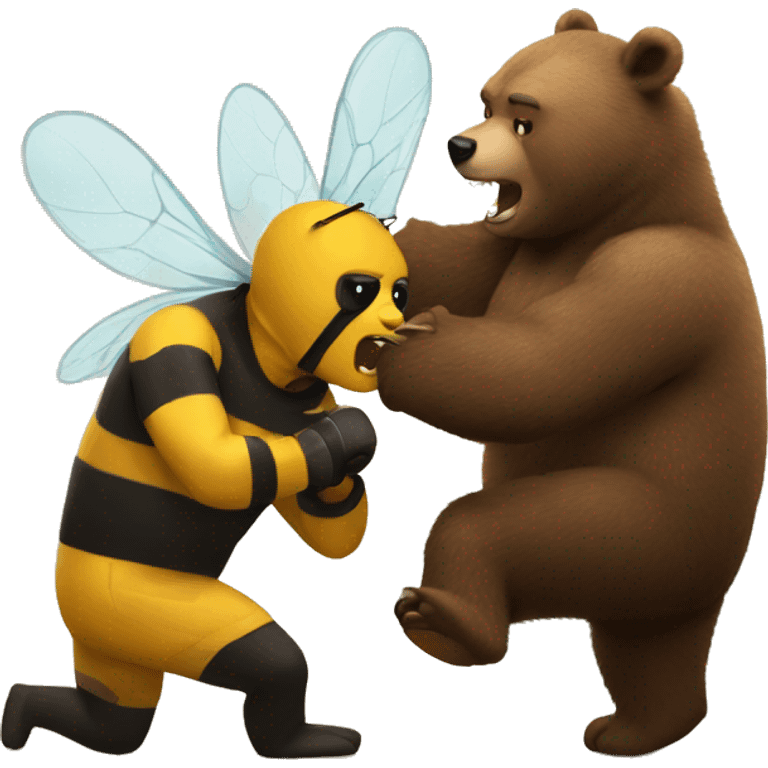 a bee punching a bear emoji