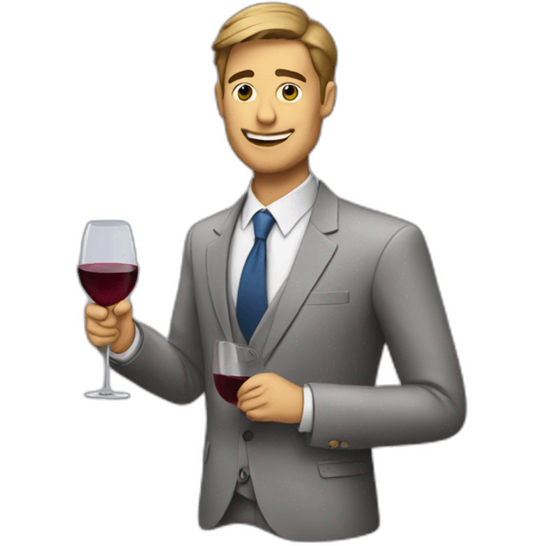 A guy in a suit drinking wine emoji