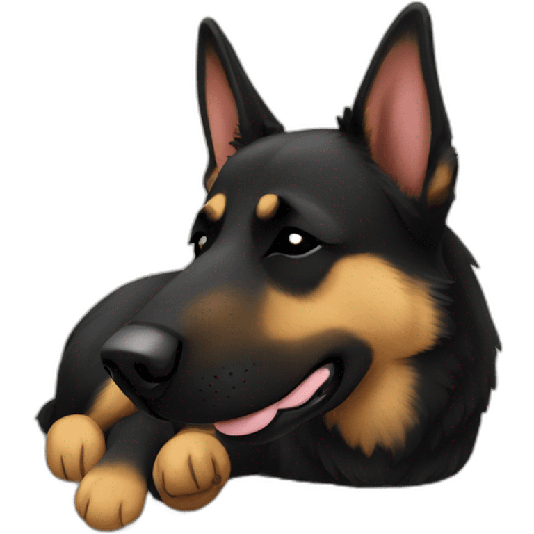 Black german shepherd sleeping emoji