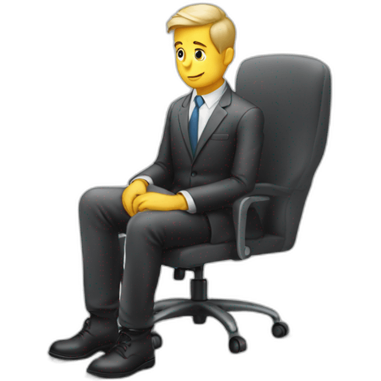 White bussinesman sitting on chair and thinking  emoji