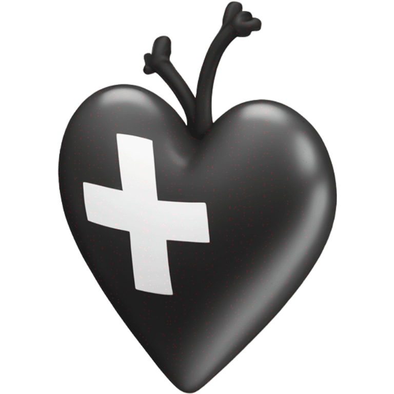 corazón negro con moño blanco  emoji