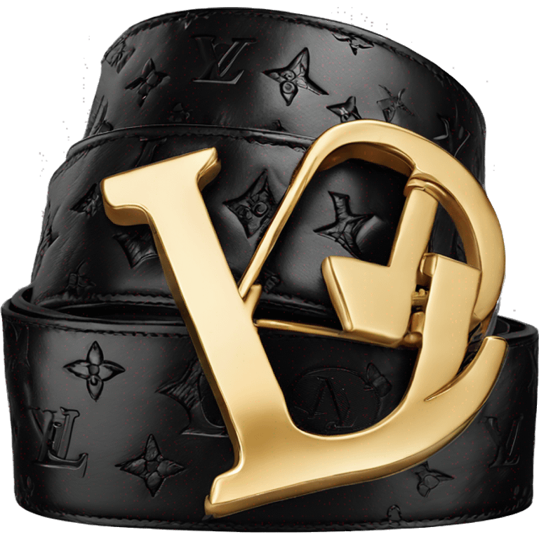 Luxury Black Louis hVuitton belt with Gold buckle emoji