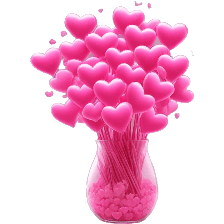 10000000 huge pink hearts on stems in a clear glass vase emoji