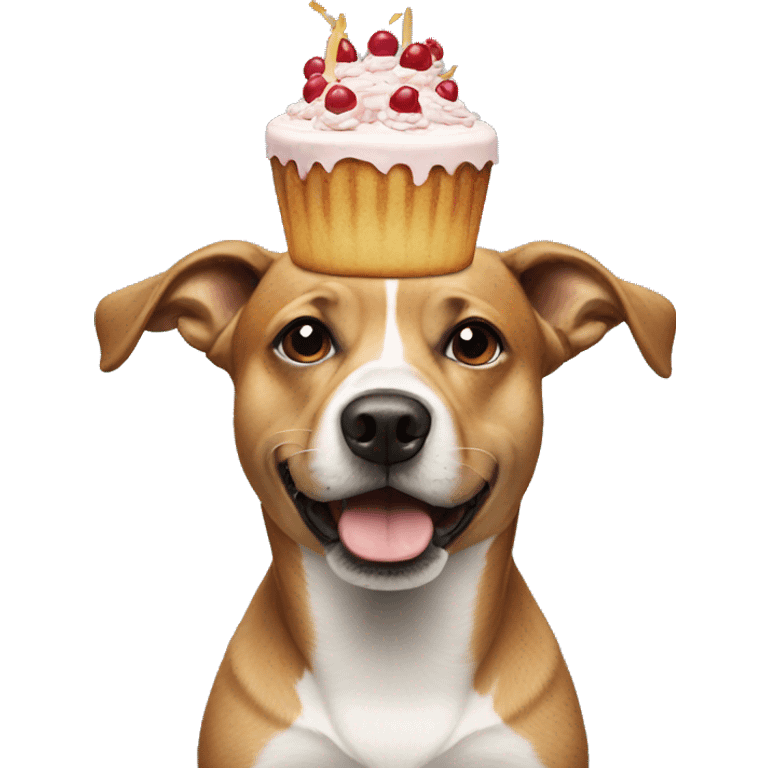 dog with a cake on its head emoji