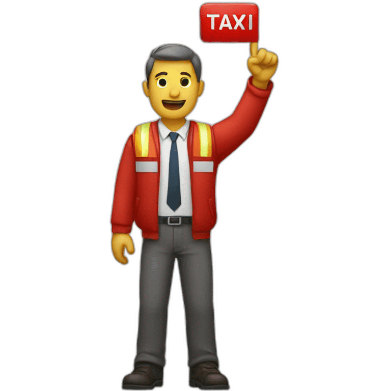 man raising his arm for a taxi with a red armband emoji