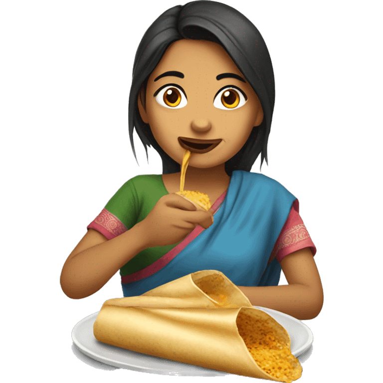 Nepali girl eating dosa emoji