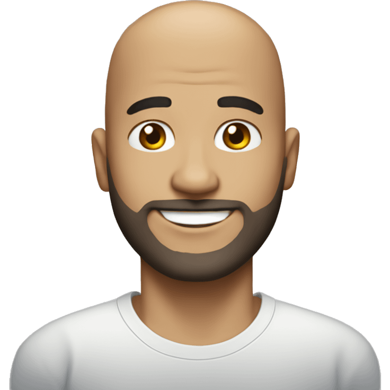 bald man, slight stubble on beard and head, smiley emoji