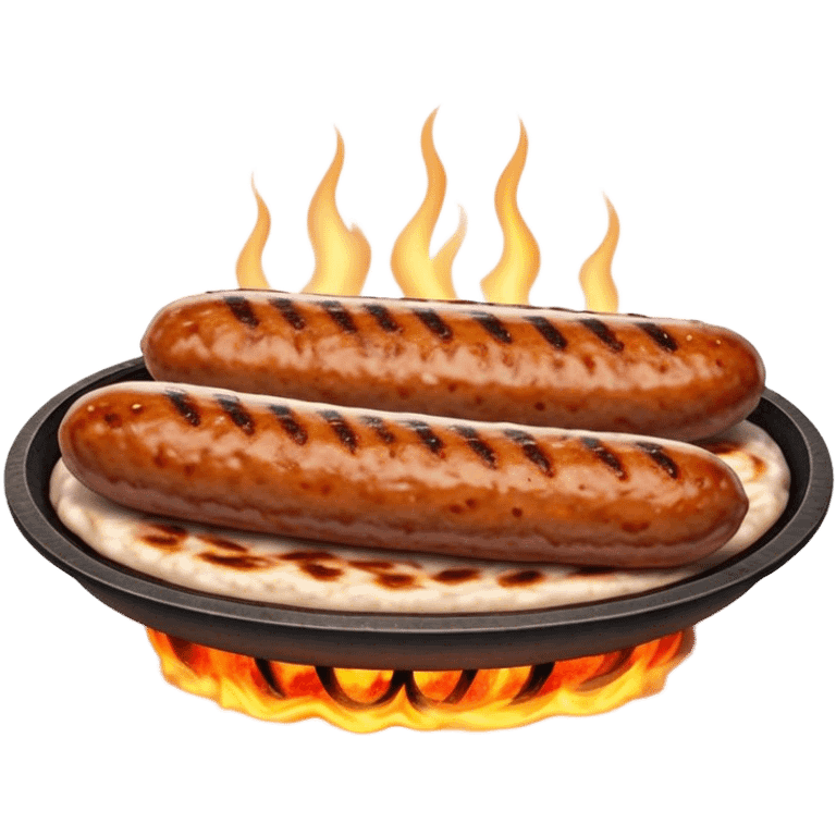 Cinematic Realistic Cevapi Dish Emoji, depicted as small, grilled minced meat sausages with a charred exterior rendered with lifelike textures and warm, savory lighting. emoji