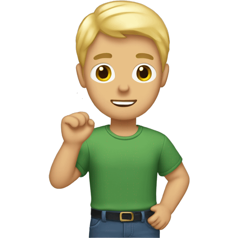 a man with blond short hair and a little bit of a beart and a green leave in his hand emoji