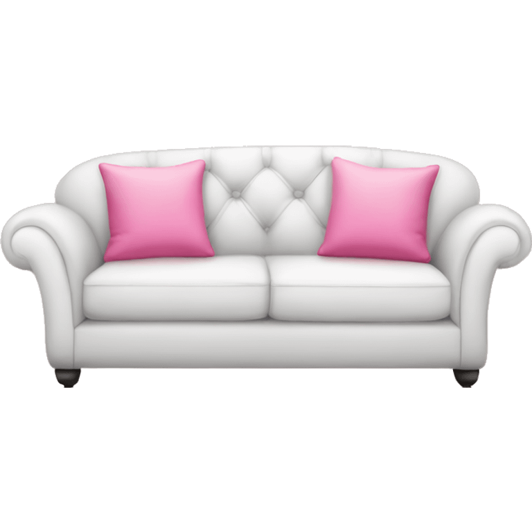 white sofa with a pink pillow emoji