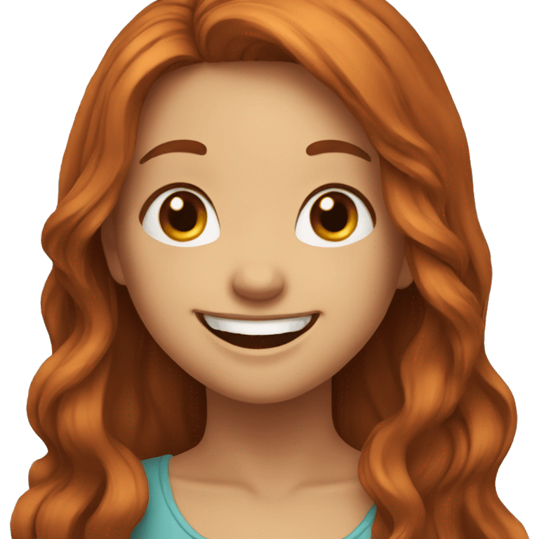 laughing long haired girl with orangey brown hair emoji