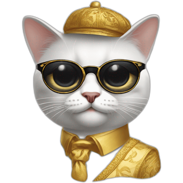 Un chat riche avec des lunettes de solei emoji