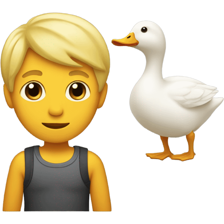 Human boy blonde hair on a ducks body  emoji