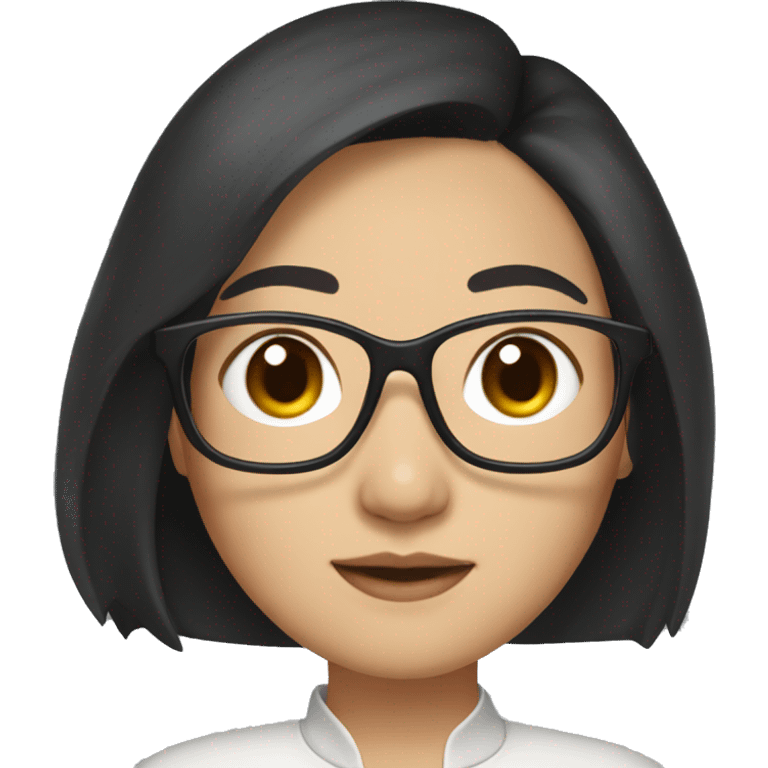 Whitney Lau, dark hair, chinese, woman, wearing glasses emoji