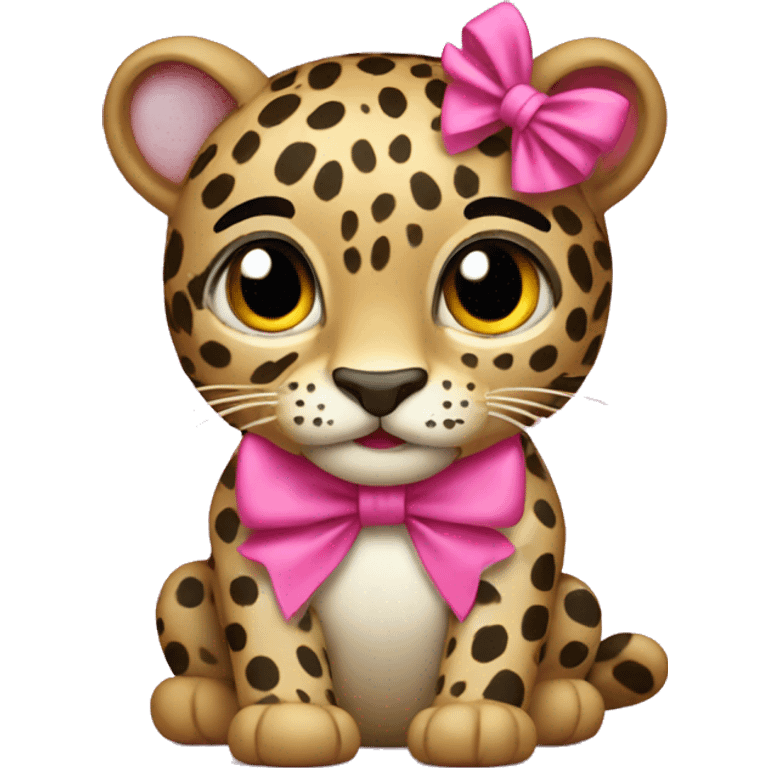 show leopard with pink bow emoji