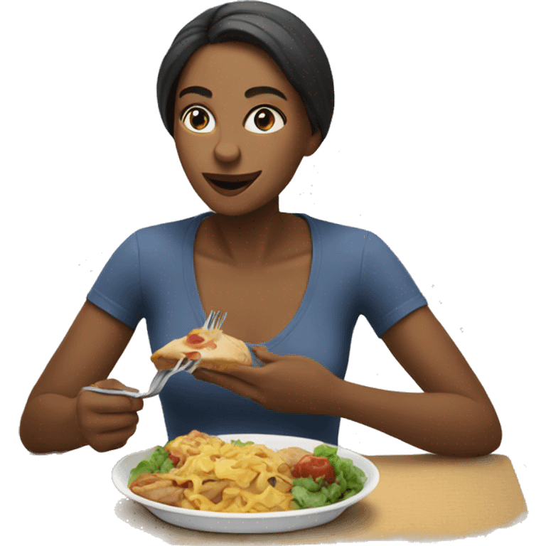 a woman eating a meal emoji