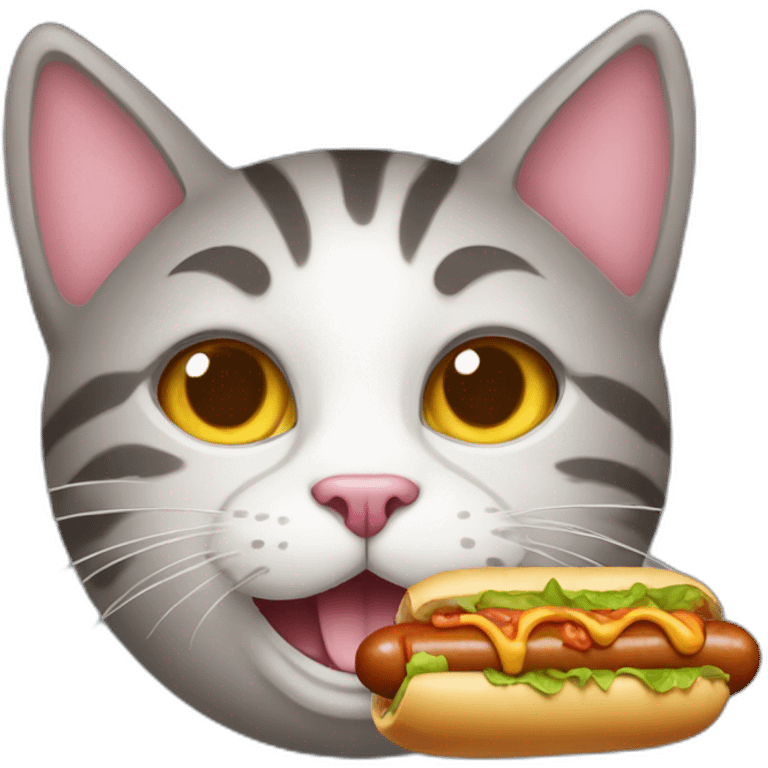 party cat with hotdog emoji