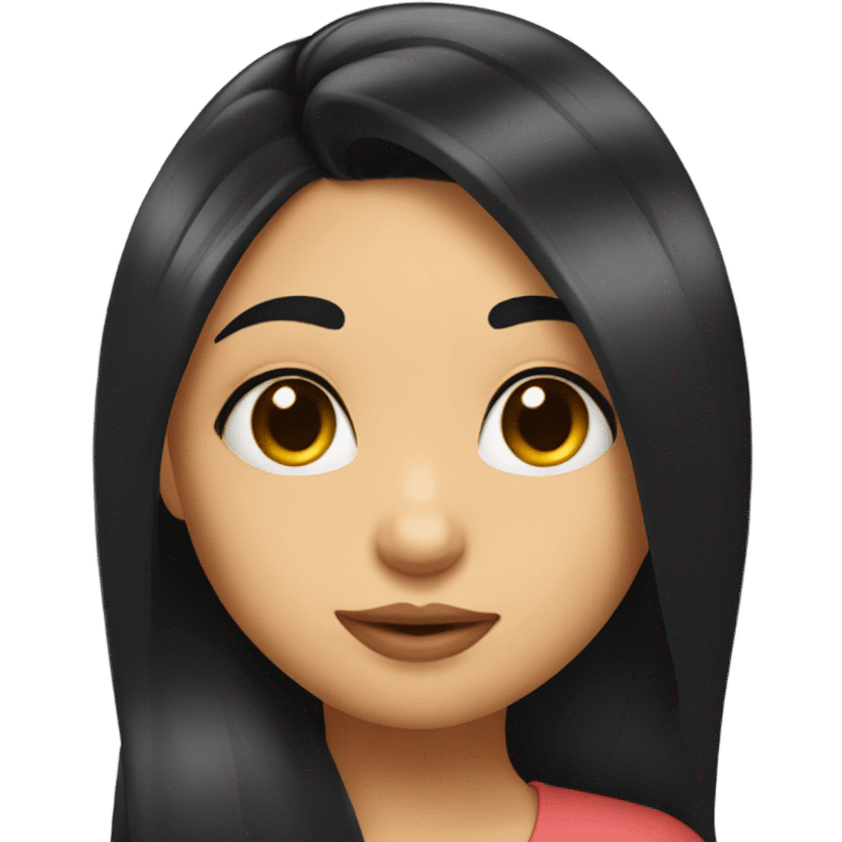 kissy face girl with long black hair emoji