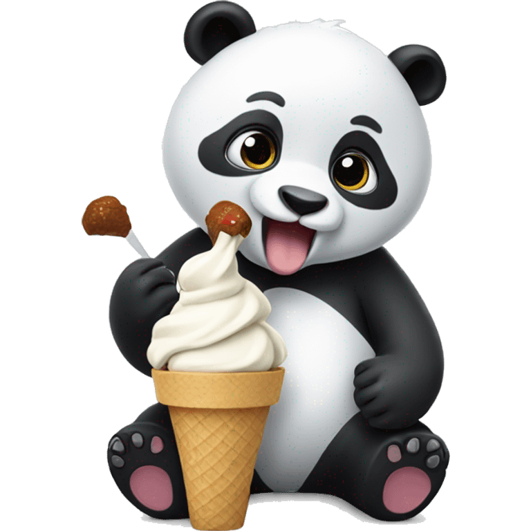 Panda eating ice cream emoji