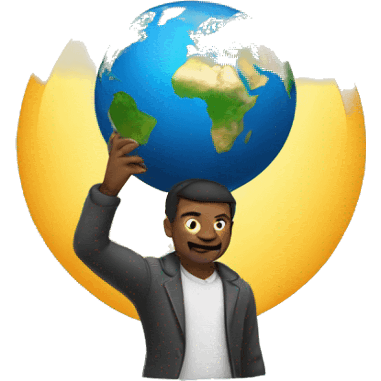 Man holding the world emoji