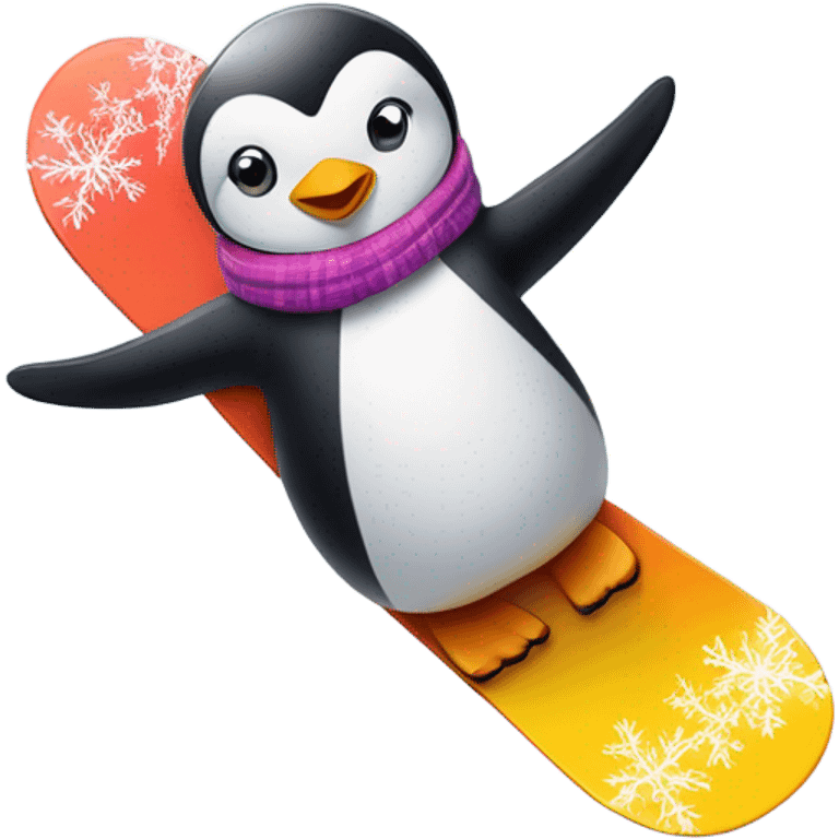 Penguin riding snowboard  emoji