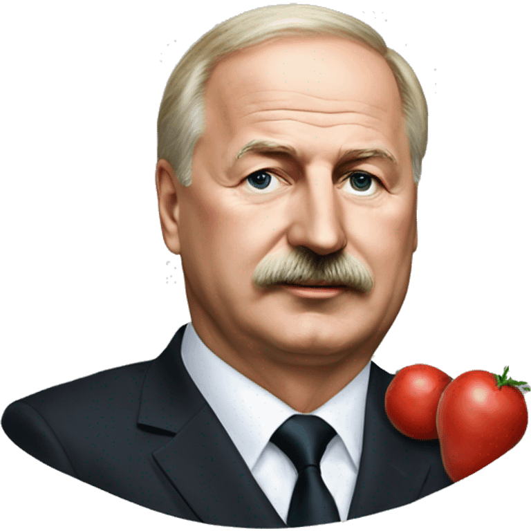 Photorealistic Belarus president Lukashenko with potato in right hand emoji