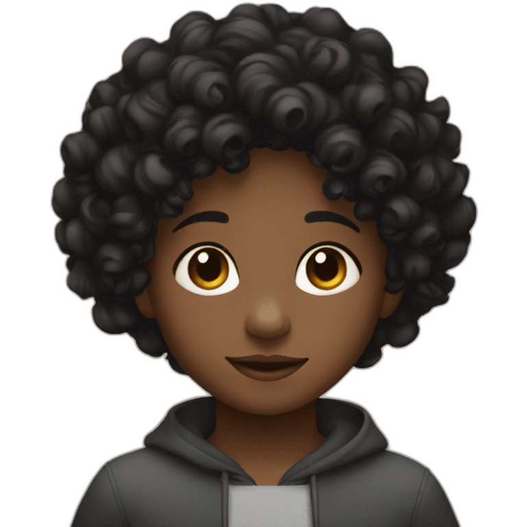 A young black child with small black hair that is curly and a gradient emoji