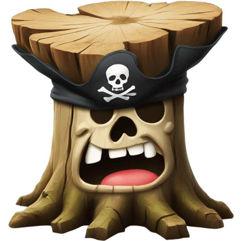 ugly tree stump with a pirate hat emoji