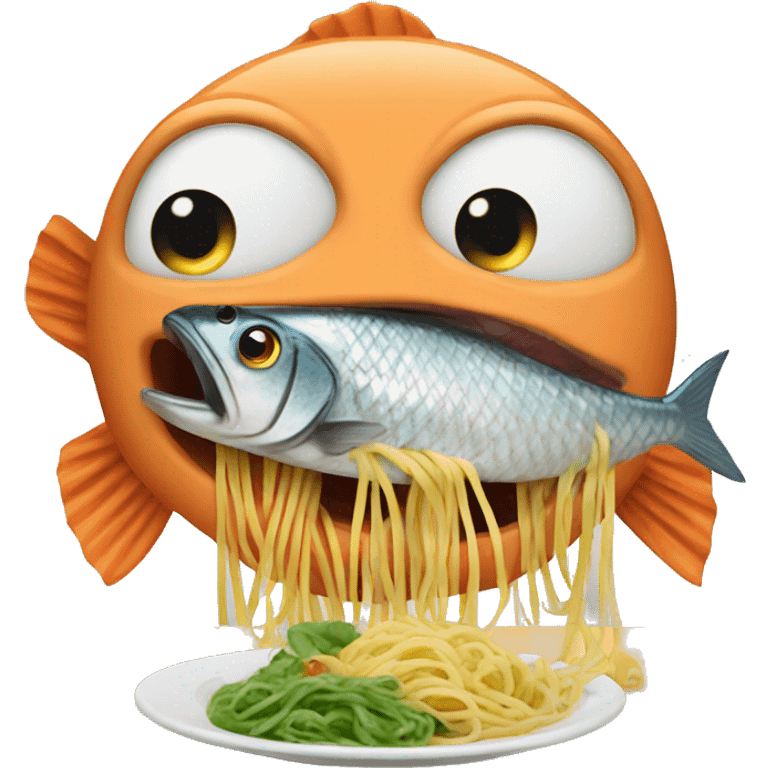 Fish eating spaghetti emoji