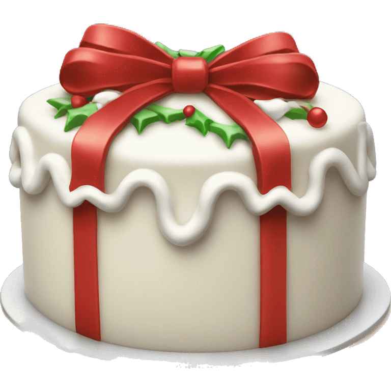 Christmas cake with a bow emoji