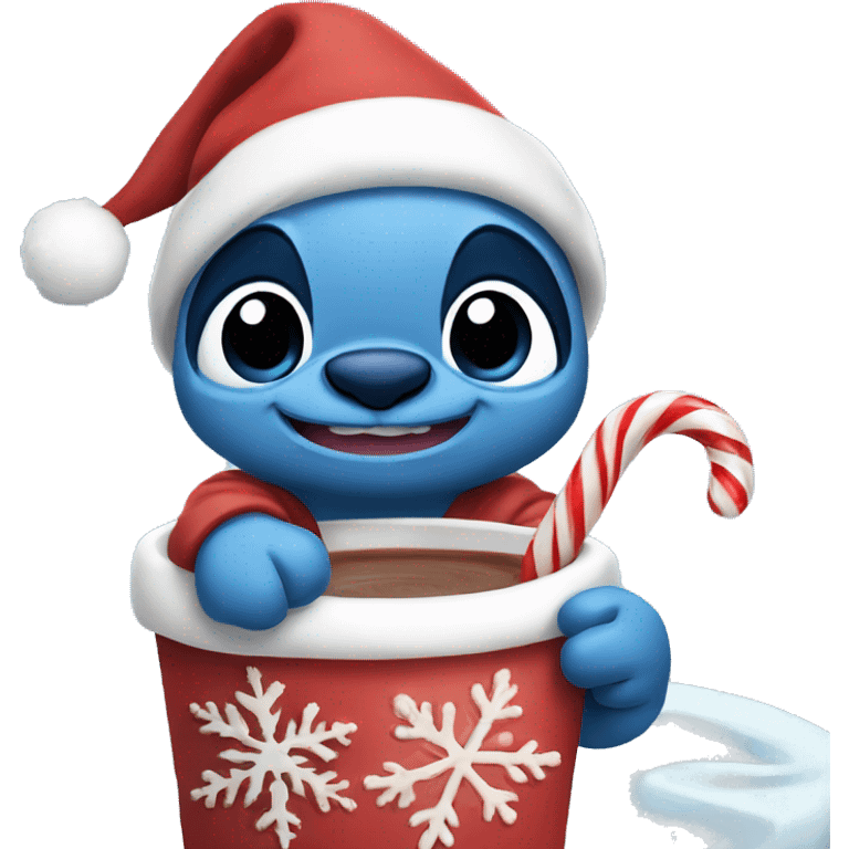 Stitch Christmas with hot cocoa  emoji