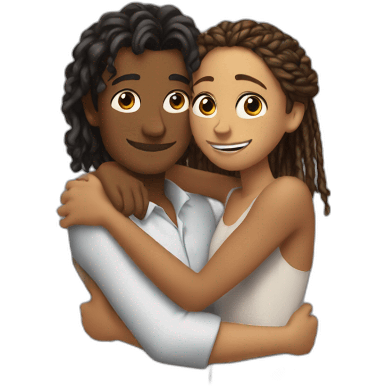 Simon baker hug a black girl brown eyes and long African braids emoji