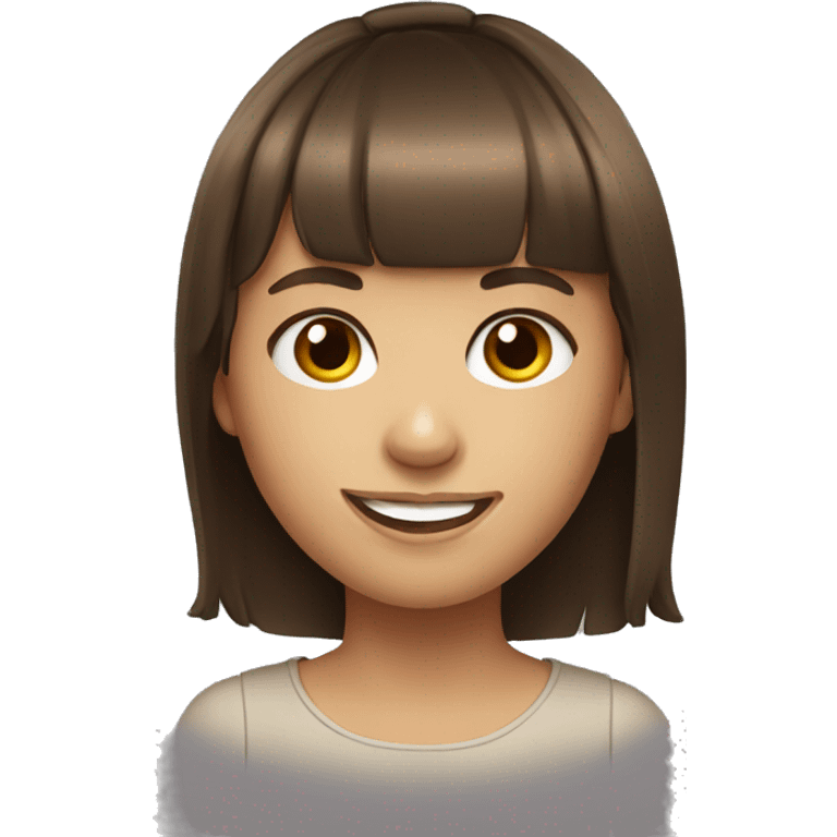 brown-haired girl with bangs smiling portrait emoji