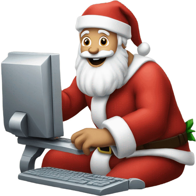 Santa playing computer  emoji