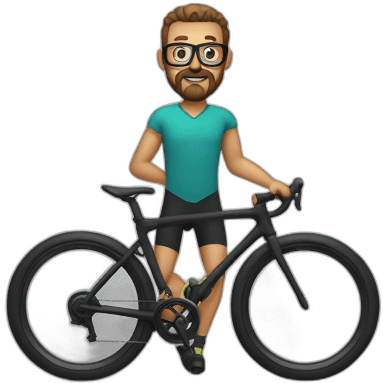 A hunchy man with glasses and a circle beard on a training bike emoji